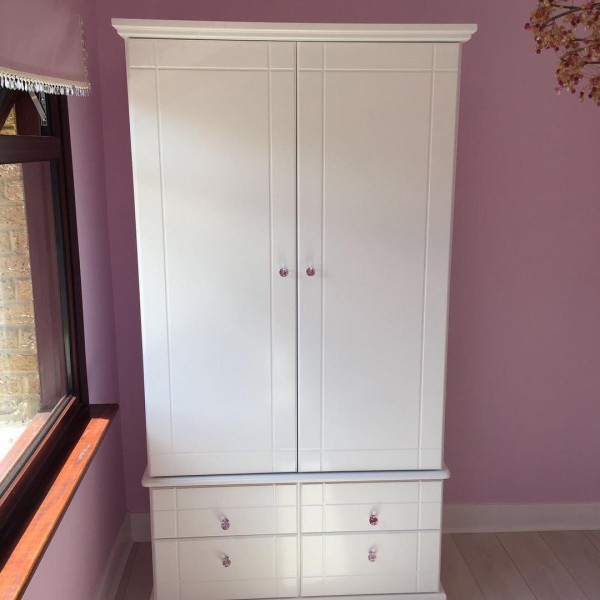 Bespoke New Contempo Style Wardrobe With Pink Crystal Knobs