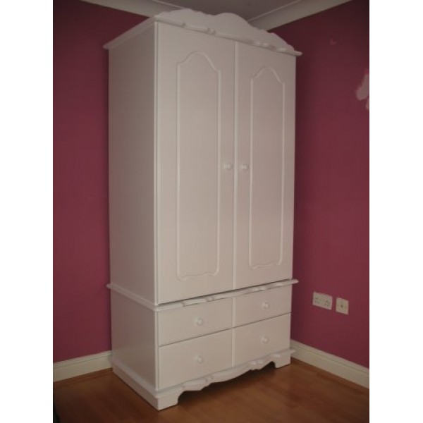 Large White Wardrobe With Drawers
