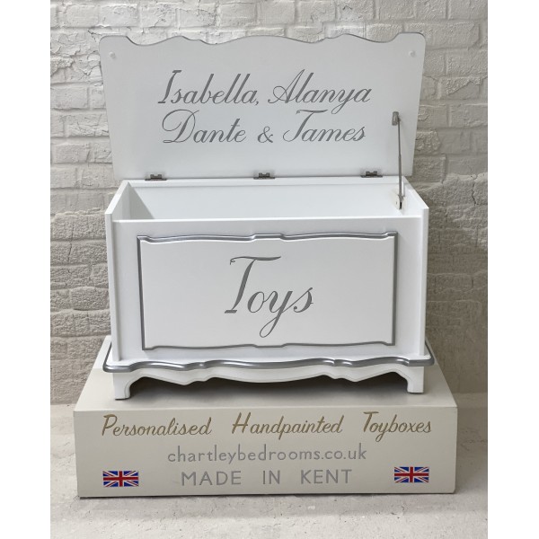 Toy Box With 4 Names Hand Painted Inside The Lid
