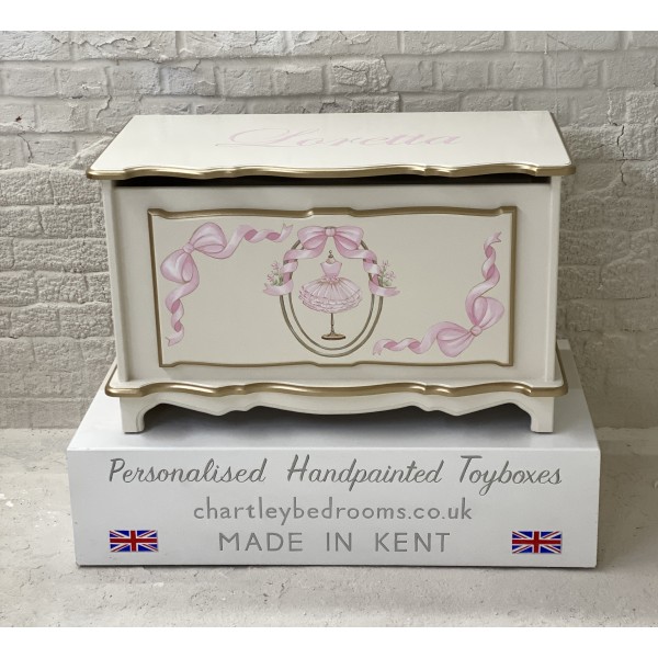 Toy Box With Ballet Dress On Stand - Beautifully Hand Painted