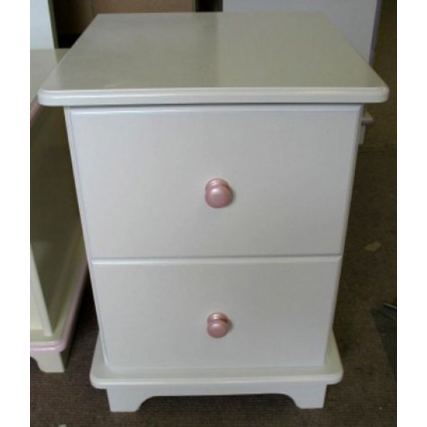 Bedside White Nightstand Pink Knobs