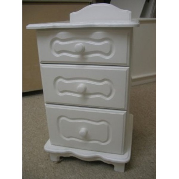 Bedside 3 Drawers Chartley Style White Inc. Plinth