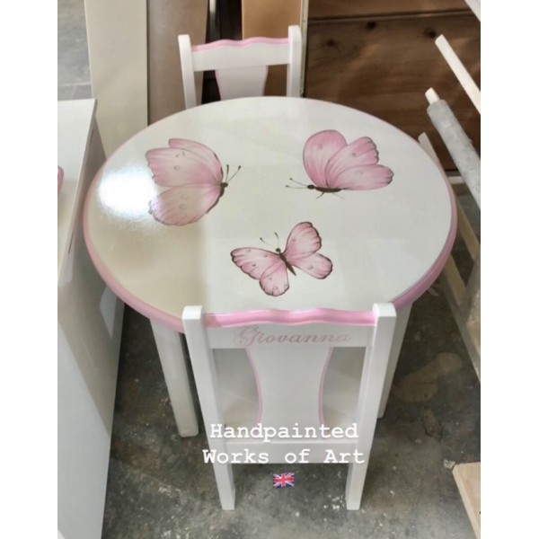 Toddler Table And 2 Chairs With Handpainted Art