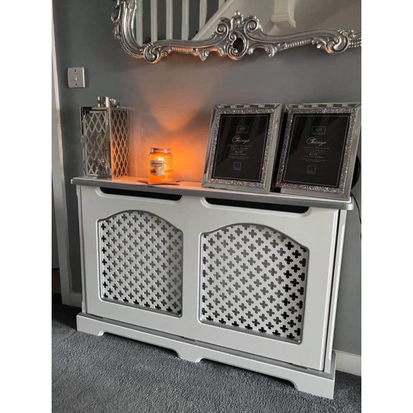 Radiator Cover White And Silver Bespoke