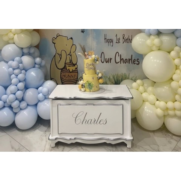 Personalised White & Silver Toybox With Name