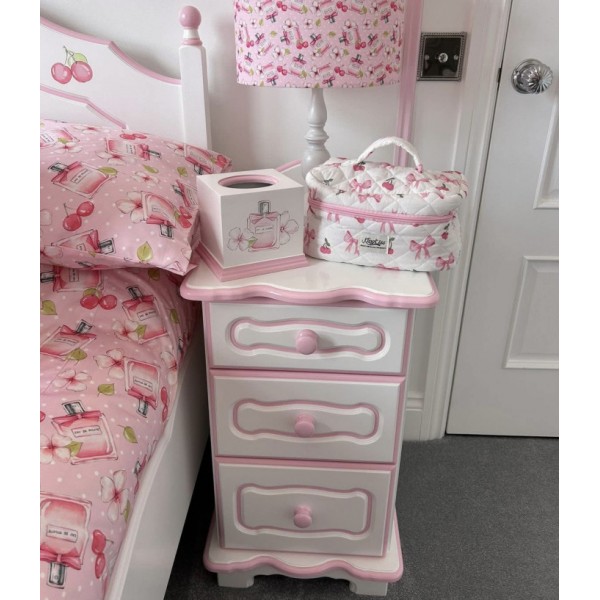 Bedside Drawers With Pink Edging Colour