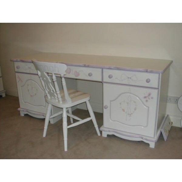 Deep Desk With Cupboards Flowery Hearts