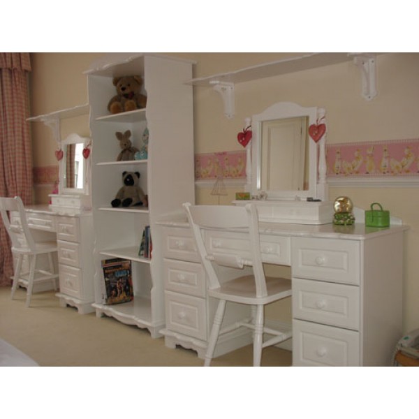 Girls White Dressing Table, Chair & Mirror