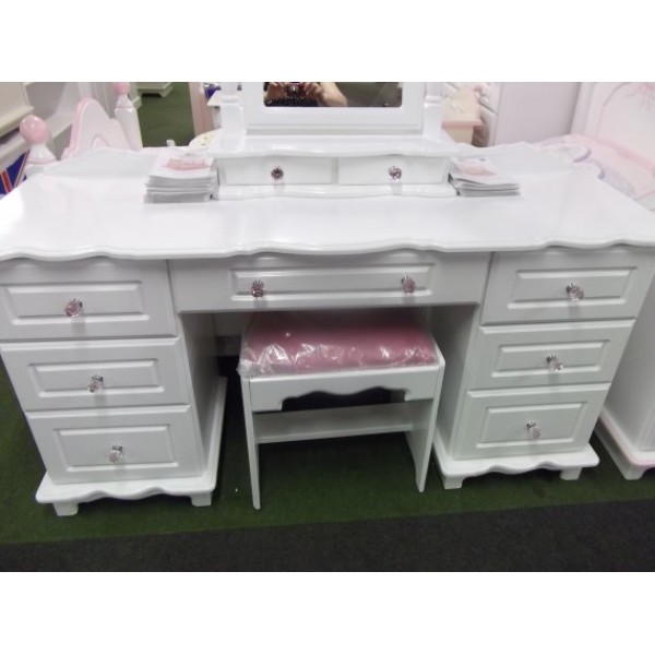 White Dressing Table Pink Crystal Knobs