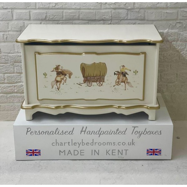 Cowboy And Wagon Large Size Gold Toy Box
