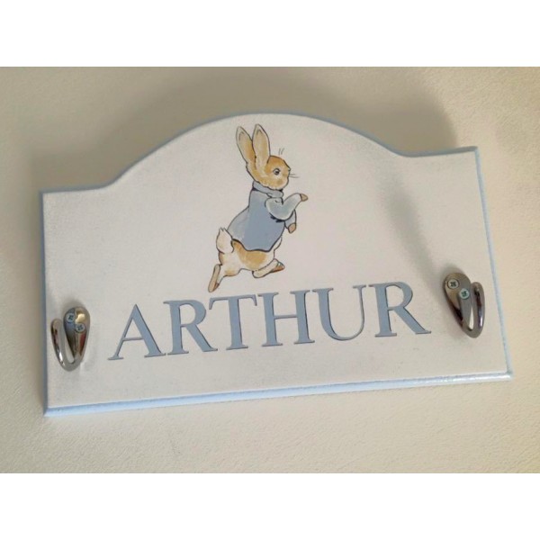 Shaped Peter Rabbit Coat Hook With Name
