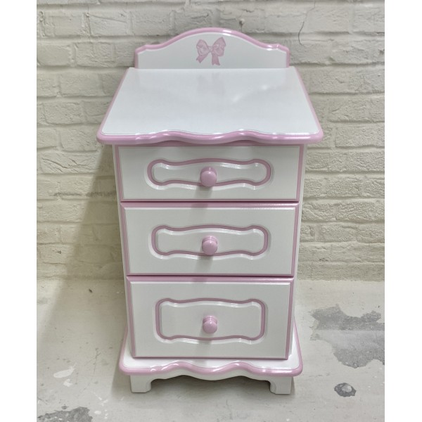 Bedside Drawer Unit With Pink Magda Bow