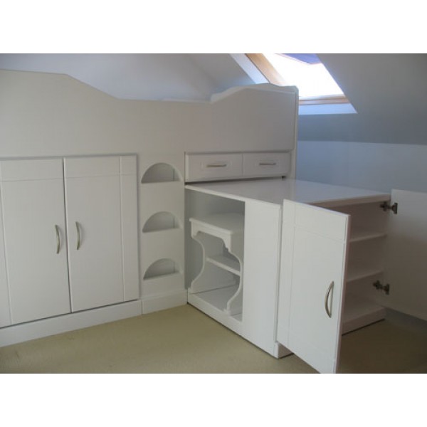 High Sleeper Cabin Bed With Extra Large Desk - Room For PC!