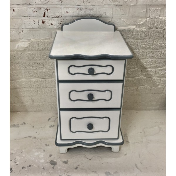 Fancy Style 3 Drawer Bedside Unit White And Navy