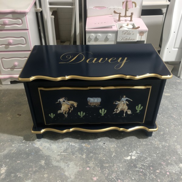 Navy Blue And Gold Cowboy Large Toybox