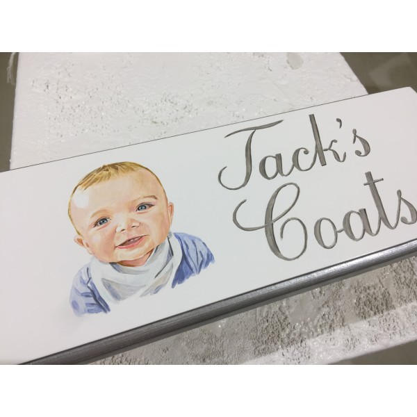 Coat Hook With Portrait And Personalised With Name