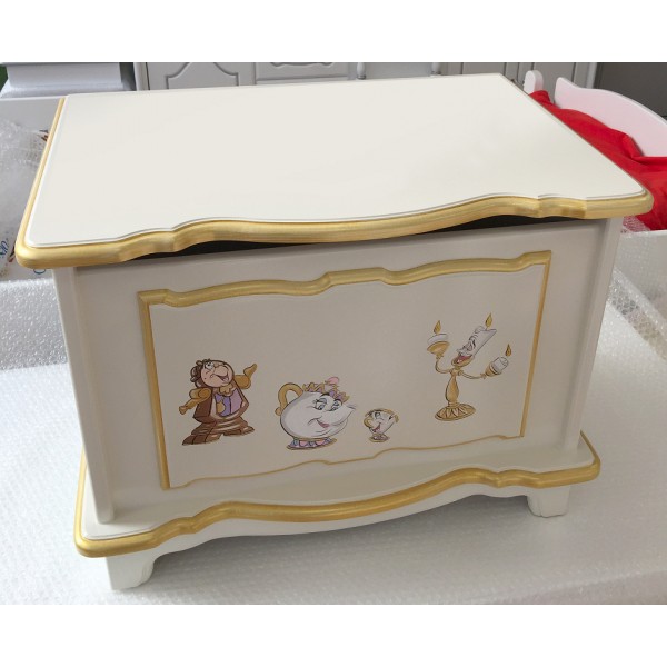 2ft Toy Box in Off White and Gold Inc. Single Name