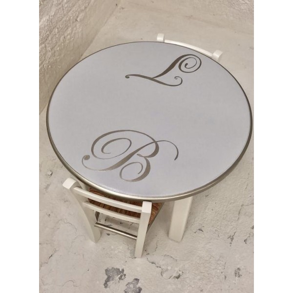 Childs Table & Chairs With Personalised Initials