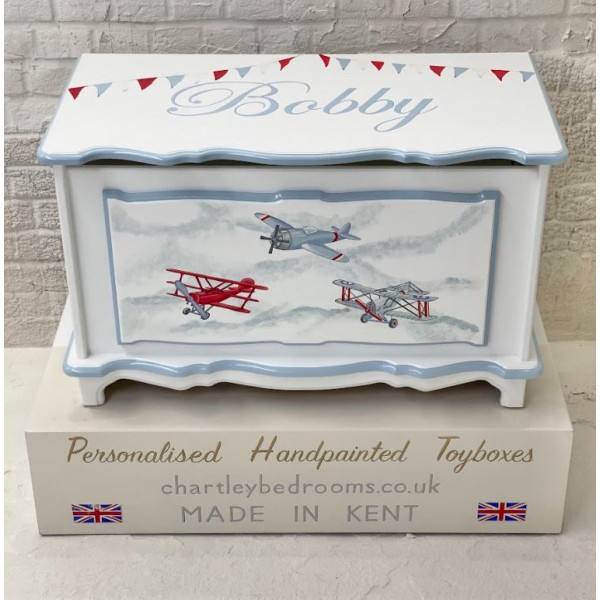 Vintage Plane Toy Box With Scene Artwork