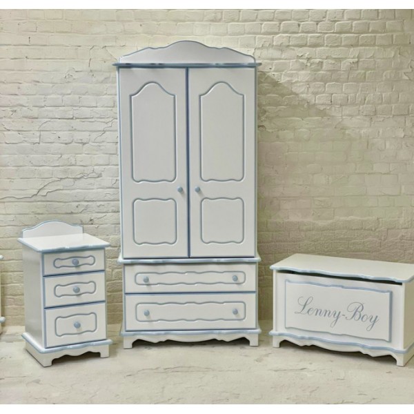 Bedroom Set White & Blue Personalised 