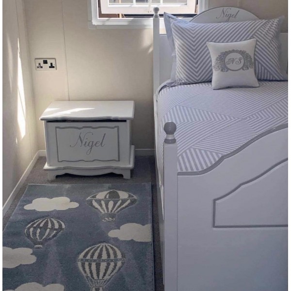 Prince Bed With Name White & Grey