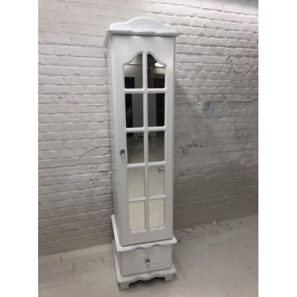 Skinny White Wardrobe With Georgian Mirror Door