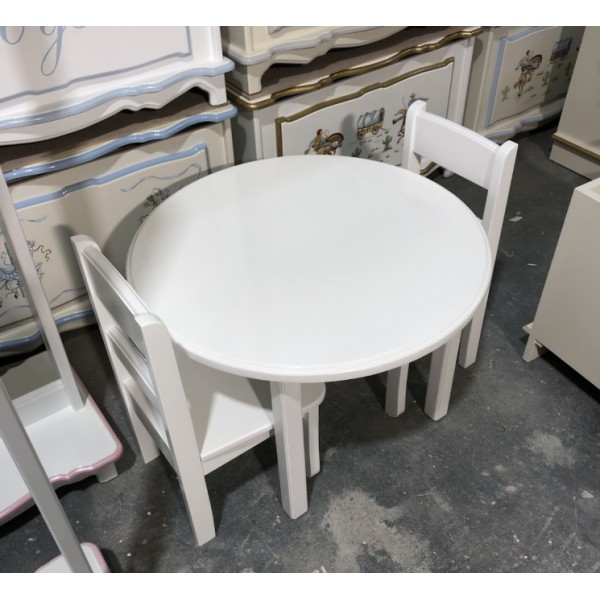 Childs White Table And 2 Chairs